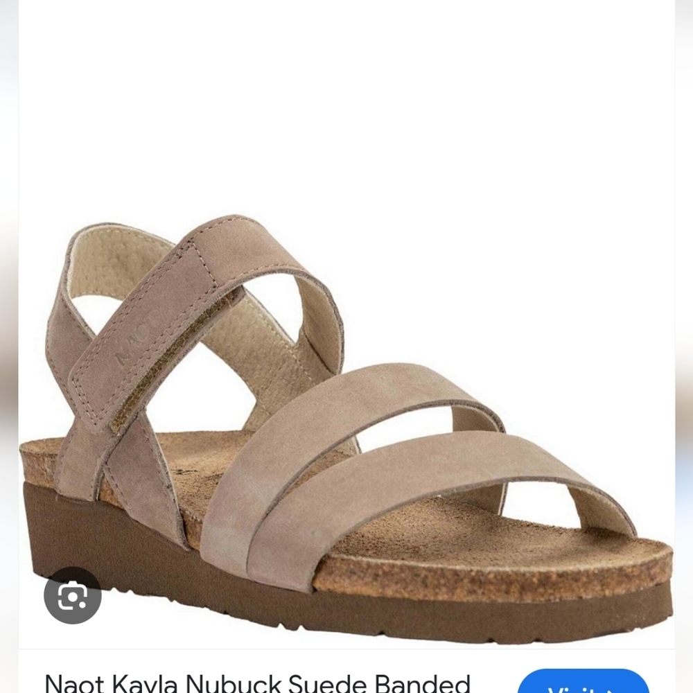 Naot Taupe Nubuck Strappy Wedge Sandals